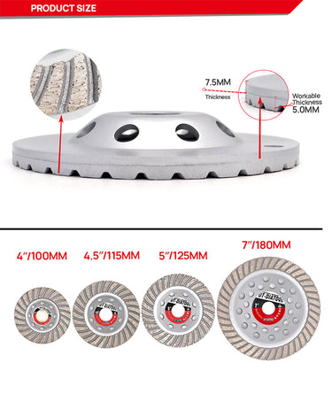 DT-DIATOOL Premium Sintered Diamond Turbo Row Cup Wheel for Concrete Masonry Hard Stone Dia 4''/4.5''/5''/7''