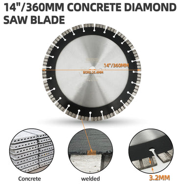DT-DIATOOL Professional Laser welded High Turbo Segments Diamond Saw Blade for Reinforced Concrete 14 Inch