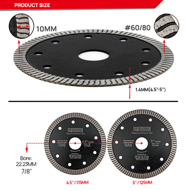 DT-DIATOOL Diamond Super thin S corrugated Saw Blades 1pc 115/125mm Marble Granite Ceramic Tile Cutting Disc