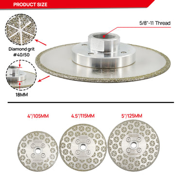 DT-DIATOOL Diamond Single Sided Electroplated Cutting Grinding Disc 1pc 4"/4.5"/5" Ceramic Granite Marble Saw Blades M14 or 5/8-11