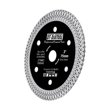 DT-DIATOOL 75MM 3inch X Mesh Turbo Diamond Saw Blade for Cutting Tile Porcelain Ceramic Granite Marble