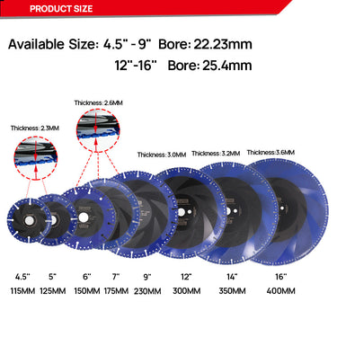 DT-DIATOOL Metal Cutting Disc - All Purpose Diamond Cut-Off Wheel for Steel Pipe Stone Reinforced Concrete Iron 4.5"/5"/6"/7"/9"/12"/14"/16"