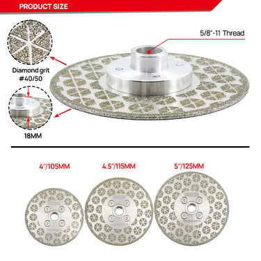 DT-DIATOOL Electroplated Double-sided Diamond Cutting Grinding Disc 1/2pcs 4"/4.5"/5" Ceramic Tile Granite Saw Blade 5/8-11 or M14