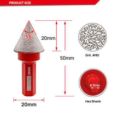 DT-DIATOOL Diamond Chamfer Drill Finger Milling Bits 1or 2or 3pcs Dia 20mm Enlarging Bevelling for Ceramic Tile  Marble Granite Hole Saw Hex Thread