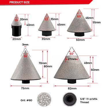 DT-Diatool Diamond Chamfer Beveling Bit 1pc Dia 20-82mm Polishing Enlarging for Marble Granite Ceramic Porcelain Tile