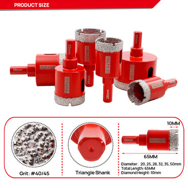 DT-DIATOOL Diamond Drilling Bits Triangle Shank 2pcs Dia 25/28/32/35/38mm for Marble Granite Porcelain Ceramic Tile