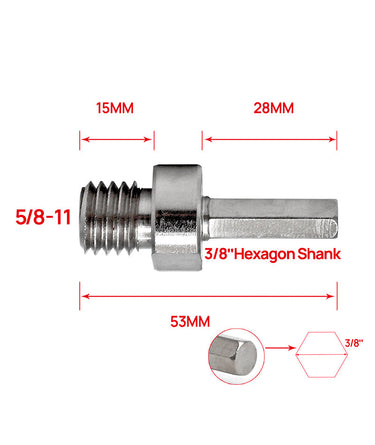 DT-DIATOOL Connection Converter for Adapter 5/8-11 Male Thread to 3/8" Hexagon Shank 2pcs
