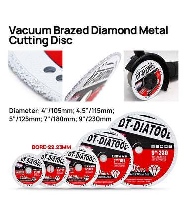 DT-DIATOOL Diamond Cut Off Wheels Dia 4''/4.5''/5''/7''/9'' for Steel Iron Rebar Metal Cutting Blades for Angle Grinder