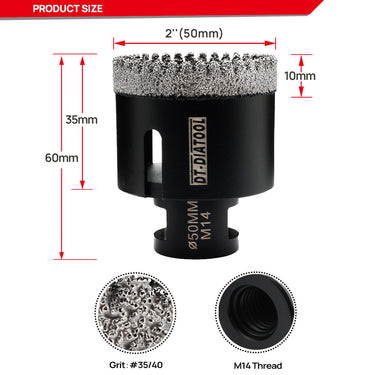 50/100mm Diamond Core Bits Drilling for Ceramic Tile Granite Marble M14 Thread