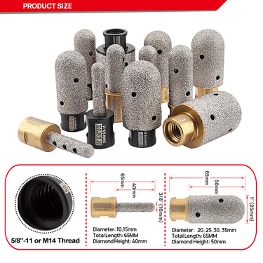 DT-DIATOOL Diamond Milling Finger Bit 1pc 10-35mm Grinding for Ceramic Porcelain Tile Granite Hole Saw M14 or 5/8-11