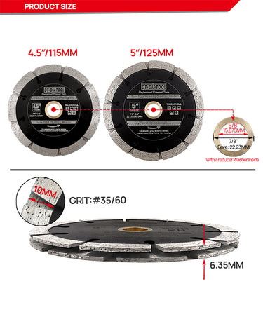 DT-DIATOOL Diamond Tuck Point Sintered Slotting Saw Blades for Concrete Granite Marble Masonry and Other Hard Materials Dia 4.5''/5''