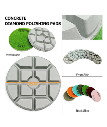 DT-DIATOOL Diamond Resin Bond Concrete Polishing Pads Sanding Discs for Concrete Floor Dia 4"/100MM