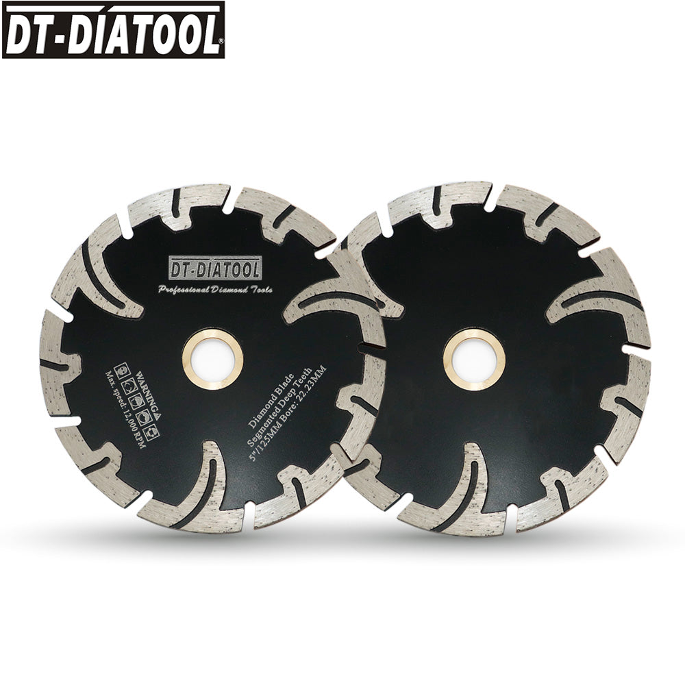DT-DIATOOL 2-Pack 4-1/2 Inch Diamond Saw Blade - Turbo Continuous Rim For Angle Grinder, Cuts Granite, Marble, Concrete, Masonry