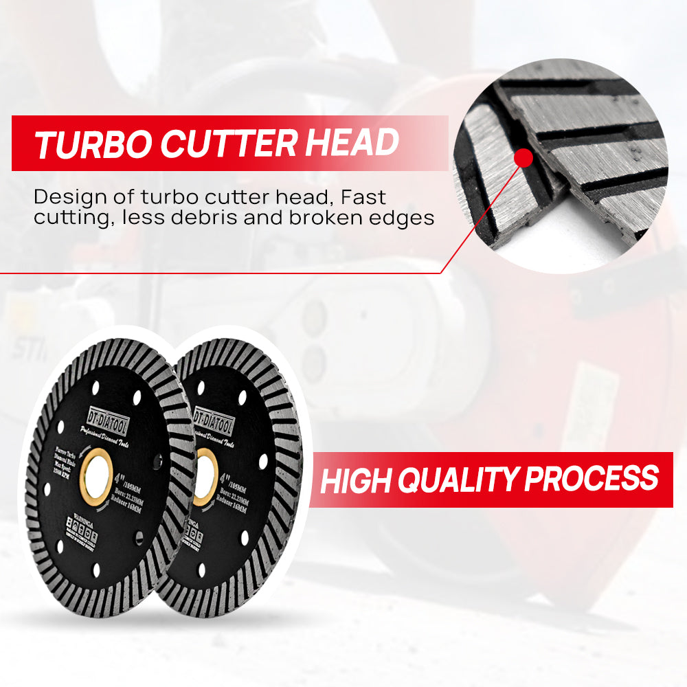Turbo Cutter DT-DIATOOL Diamond Hot Pressed Narrow Turbo Blade with Multi Holes for ...